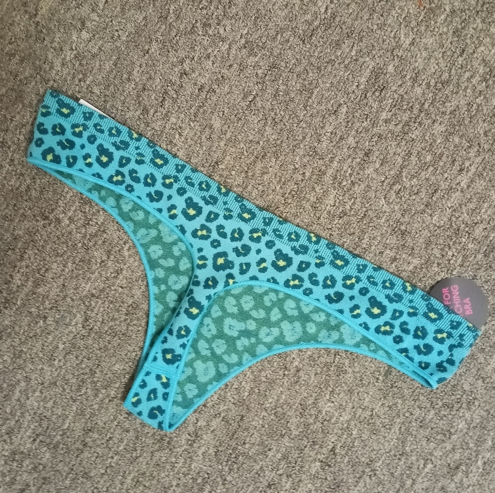 New aqua blue leopard print thong